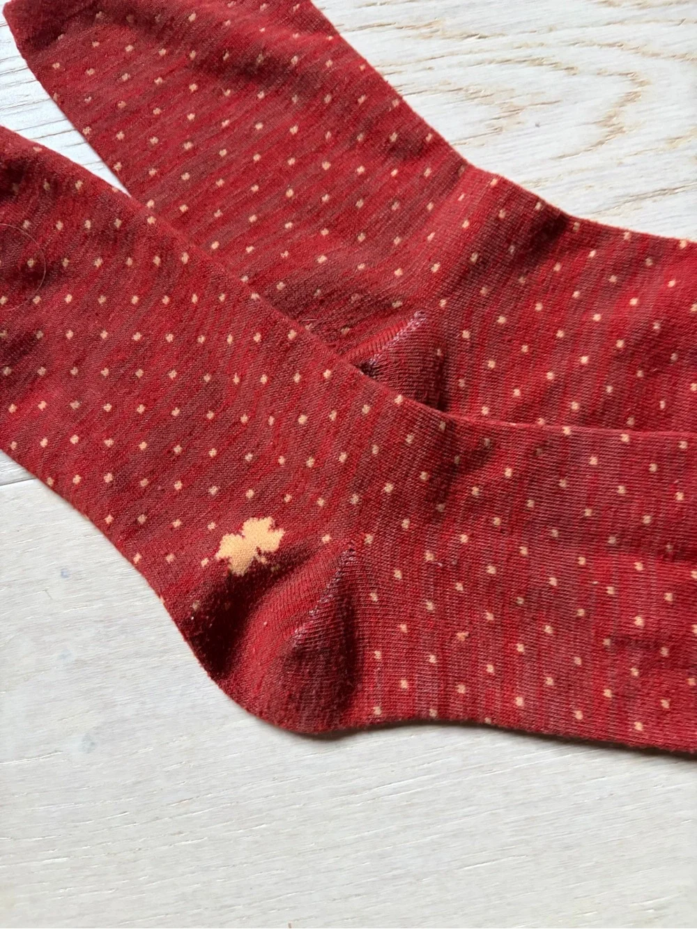 Red Women’s Cotton/Wool Blend Crew Socks - Polka Dot